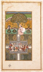 Raja Bikram and the Angels, illustration from the Gulsham-i-Ishq, c.1700 by Nusrati of Bijapur
